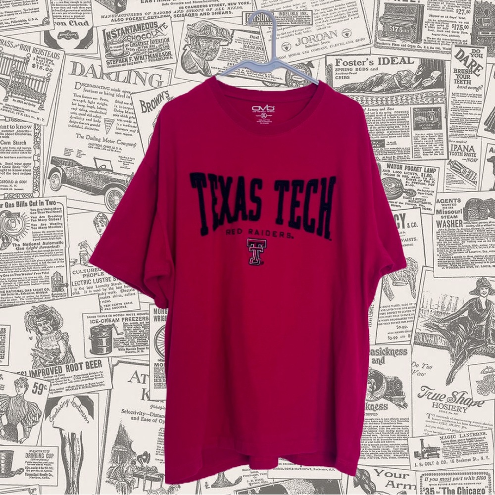 Old Varsity Brand, Texas Tech TShirt, Black on Red